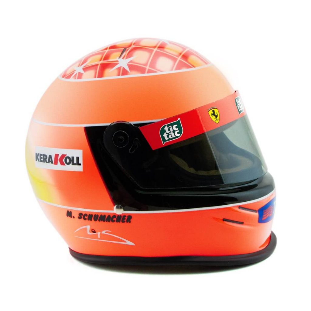 Detalles del Mini Helmet Michael Schumacher GP JAPAN 2000